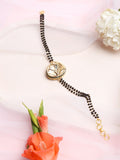 Women's Black Gold-Plated Charm Kundan Studded Mangalsutra Bracelet - Ruby Raang - Distacart