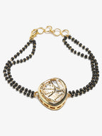 Women's Black Gold-Plated Charm Kundan Studded Mangalsutra Bracelet - Ruby Raang - Distacart