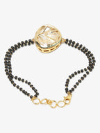 Women's Black Gold-Plated Charm Kundan Studded Mangalsutra Bracelet - Ruby Raang - Distacart
