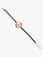 Women's Black Gold-Plated Charm Kundan Studded Mangalsutra Bracelet - Ruby Raang - Distacart
