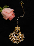 Gold-Plated Kundan Maang Tikka - Ruby Raang - Distacart