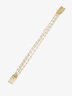 Women's Gold-Toned White Pearls Handcrafted Gold-Plated Multistrand Bracelet - Ruby Raang - Distacart