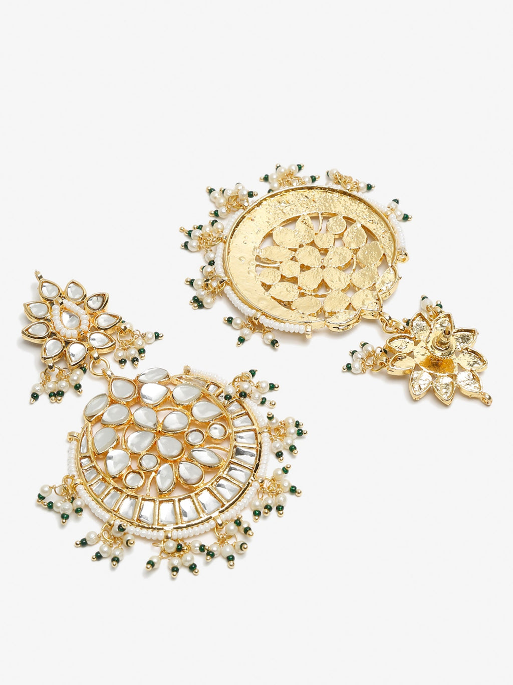 Green Contemporary Chandbalis Earrings - Ruby Raang - Distacart