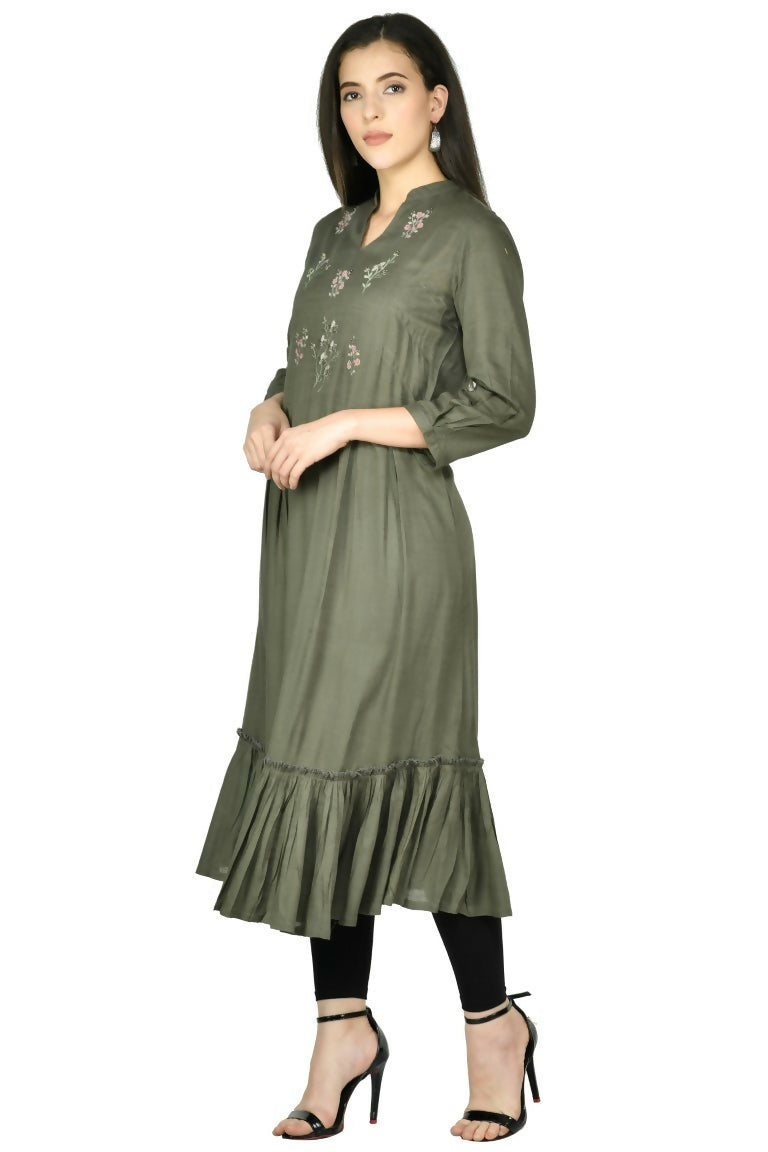 Joban Fashion Olive Cotton Rayon Tunic