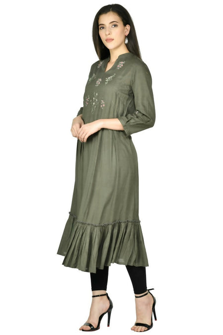 Joban Fashion Olive Cotton Rayon Tunic