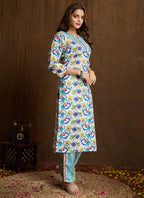 Prazu Fashion Multi Color Printed Cotton Blend Kurta Pant Set - Distacart