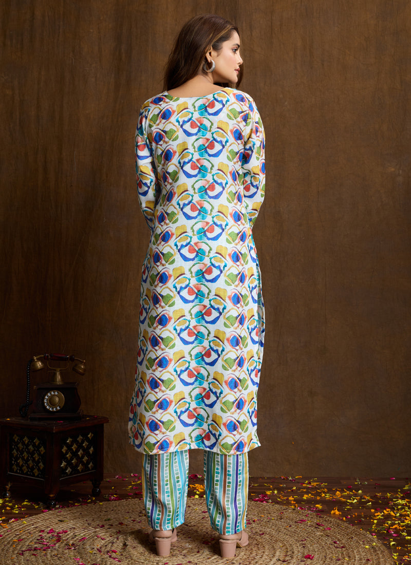 Prazu Fashion Multi Color Printed Cotton Blend Kurta Pant Set - Distacart
