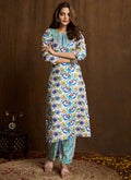 Prazu Fashion Multi Color Printed Cotton Blend Kurta Pant Set - Distacart