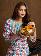 Prazu Fashion Multi Color Printed Cotton Blend Kurta Pant Set - Distacart