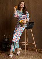 Prazu Fashion Multi Color Printed Cotton Blend Kurta Pant Set - Distacart