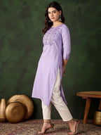 Sangria Embroidered Pure Cotton Straight Kurta