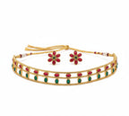 Jewel City Elegant Gold-Plated Ruby & Emerald choker with Floral Stud Earrings | Traditional Ethnic Jewelry Set