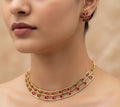 Jewel City Elegant Gold-Plated Ruby choker with Floral Stud Earrings | Traditional Ethnic Jewelry Set