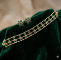 Jewel City Elegant Gold-Plated Green choker with Floral Stud Earrings | Traditional Ethnic Jewelry Set