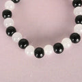 NVR Men & Women White Marble Crystal Beaded Elasticated Bracelet - Distacart