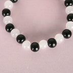 NVR Men & Women White Marble Crystal Beaded Elasticated Bracelet - Distacart