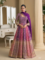 Aarshi Fashions Purple Georgette Wedding Gowns