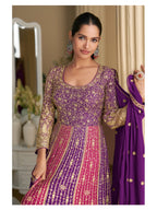 Aarshi Fashions Purple Georgette Wedding Gowns