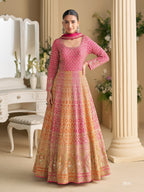 Aarshi Fashions Pink Georgette Wedding Gowns