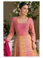 Aarshi Fashions Pink Georgette Wedding Gowns