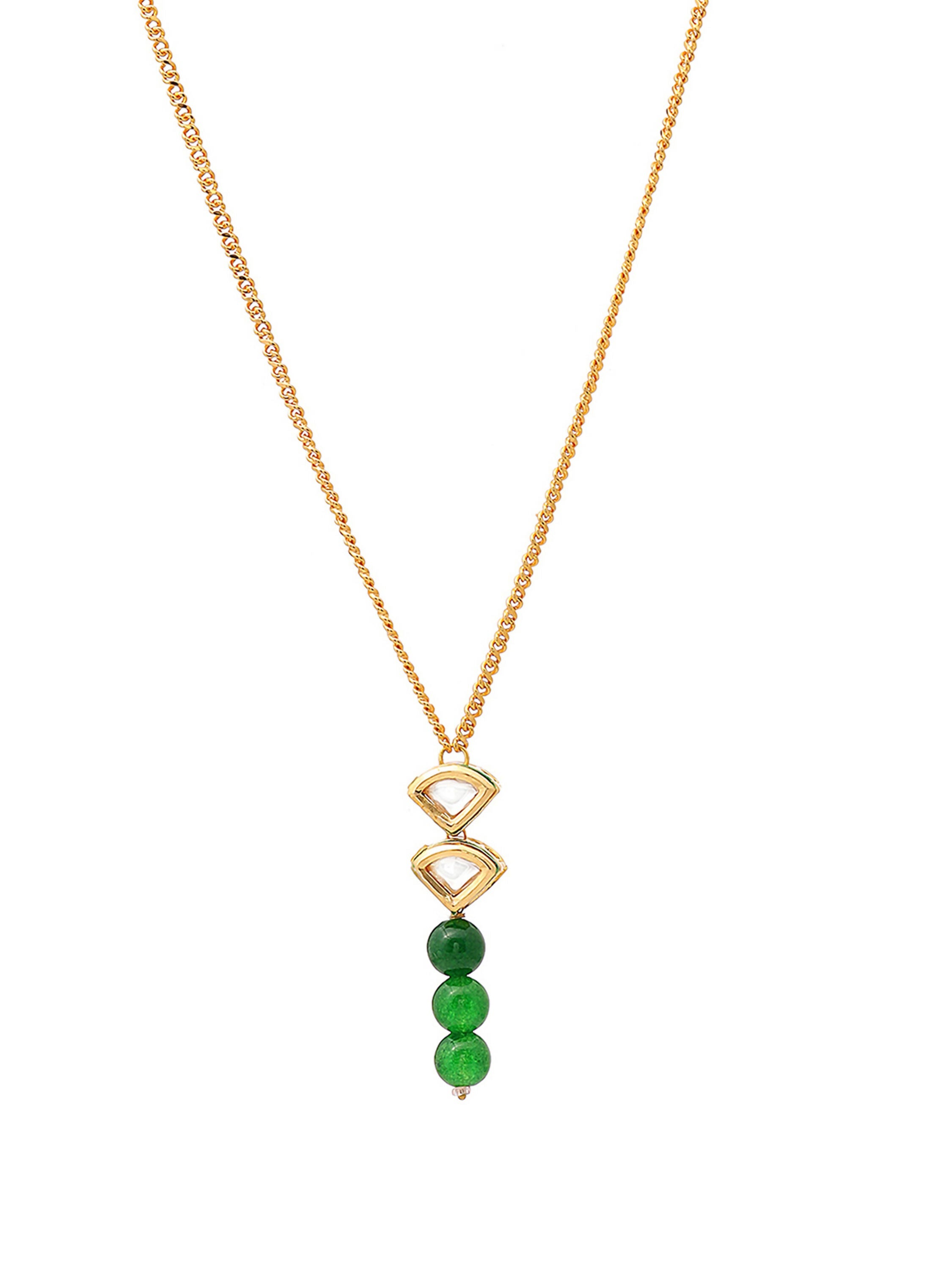 Ruby Raang Green Aventurine Kundan Necklace
