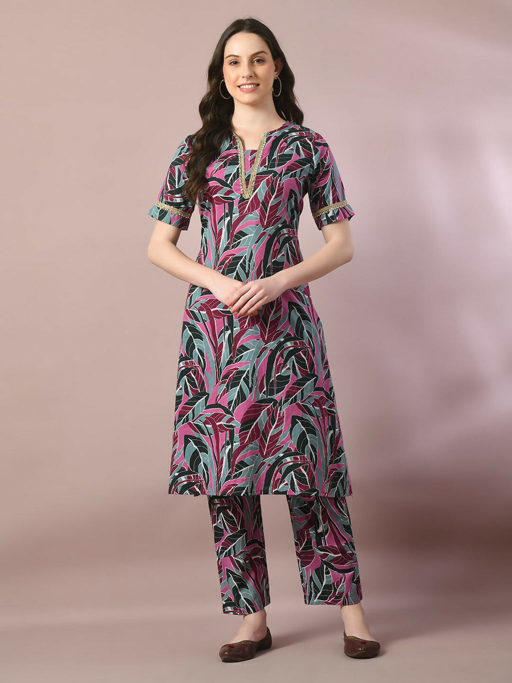 Myshka Women's Multi Printed Cotton Straight Party Kurta Set