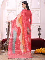 Sequinned & Thread Embroidered Kurta With Pant & Embroidered Dupatta, Coral - Hiral Fashion - Distacart