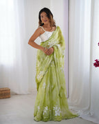 Green Jimmy Choo Printed, Sequence Embroidery Work Saree - Saima