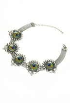 Mominos Fashion Johar Kamal Oxidised Silver-Plated Peacock Wings Work Necklace Handicraft - Distacart