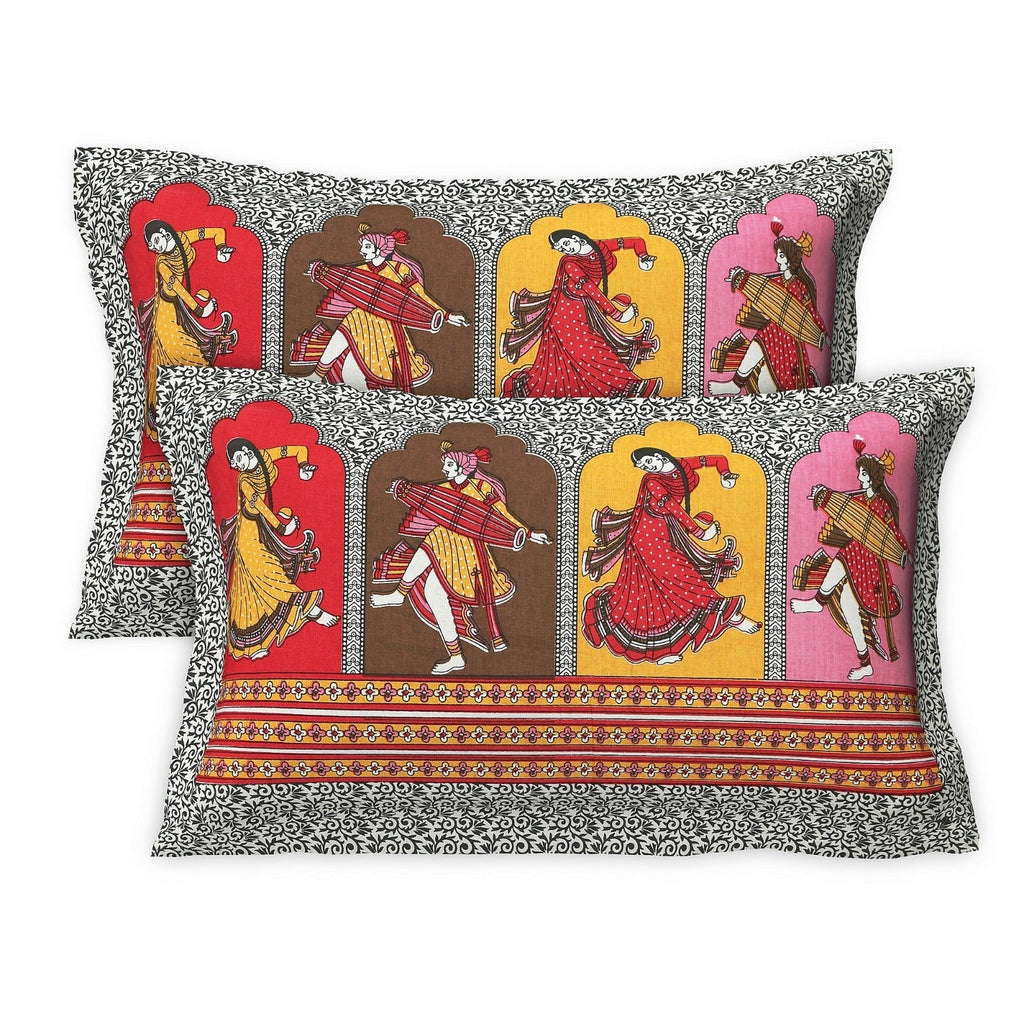 Rudra Bazaar Multicolour 210 TC Cotton Double King Bedsheet With 2 Pillow Covers - Distacart
