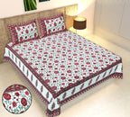 Rudra Bazaar Multicolour 210 TC Cotton Double King Bedsheet With 2 Pillow Covers - Distacart