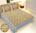 Rudra Bazaar Multicolour 210 TC Cotton Double King Bedsheet With 2 Pillow Covers - Distacart