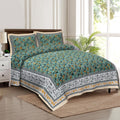 Rudra Bazaar Multicolour 210 TC Cotton Double King Bedsheet With 2 Pillow Covers - Distacart