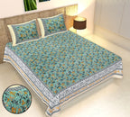 Rudra Bazaar Multicolour 210 TC Cotton Double King Bedsheet With 2 Pillow Covers - Distacart