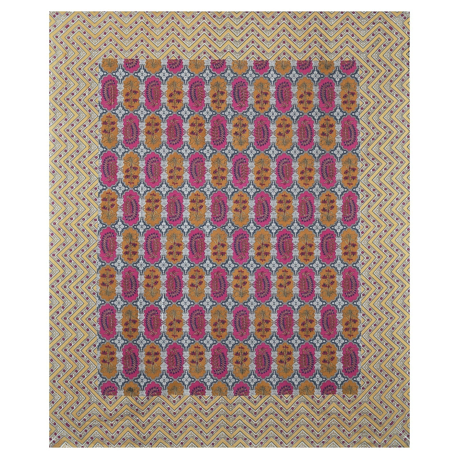 Rudra Bazaar Multicolour 210 TC Cotton Double King Bedsheet With 2 Pillow Covers - Distacart