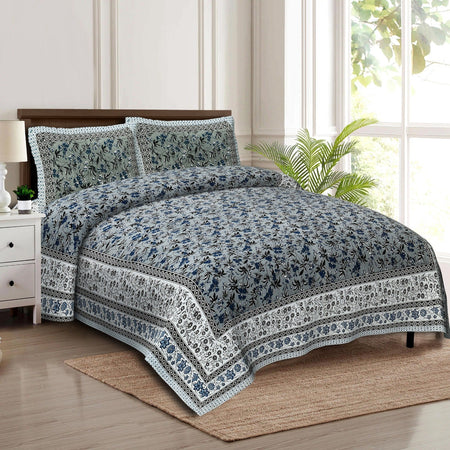 Rudra Bazaar Multicolour 210 TC Cotton Double King Bedsheet With 2 Pillow Covers