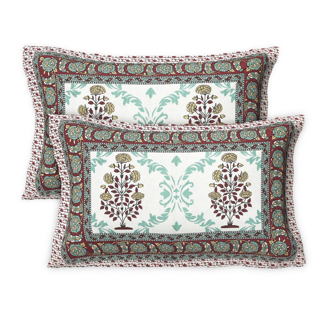 Rudra Bazaar Multicolour 210 TC Cotton Double King Bedsheet With 2 Pillow Covers - Distacart