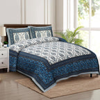 Rudra Bazaar Multicolour 210 TC Cotton Double King Bedsheet With 2 Pillow Covers - Distacart