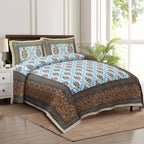 Rudra Bazaar Multicolour 210 TC Cotton Double King Bedsheet With 2 Pillow Covers - Distacart