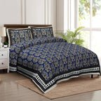 Rudra Bazaar Multicolour 210 TC Cotton Double King Bedsheet With 2 Pillow Covers - Distacart