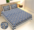 Rudra Bazaar Multicolour 210 TC Cotton Double King Bedsheet With 2 Pillow Covers - Distacart