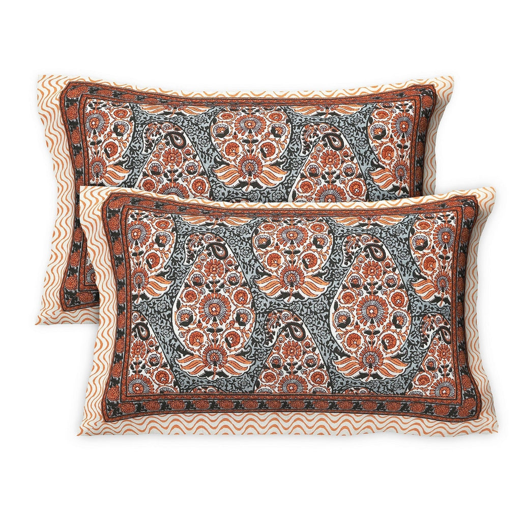 Rudra Bazaar Multicolour 210 TC Cotton Double King Bedsheet With 2 Pillow Covers - Distacart