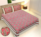 Rudra Bazaar Multicolour 210 TC Cotton Double King Bedsheet With 2 Pillow Covers - Distacart