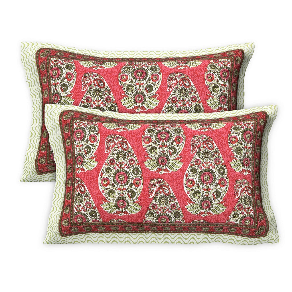 Rudra Bazaar Multicolour 210 TC Cotton Double King Bedsheet With 2 Pillow Covers - Distacart
