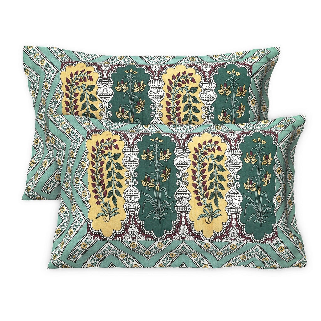 Rudra Bazaar Multicolour 210 TC Cotton Double King Bedsheet With 2 Pillow Covers - Distacart
