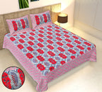 Rudra Bazaar Multicolour 210 TC Cotton Double King Bedsheet With 2 Pillow Covers - Distacart