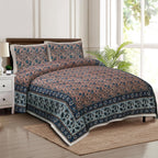 Rudra Bazaar Multicolour 210 TC Cotton Double King Bedsheet With 2 Pillow Covers - Distacart