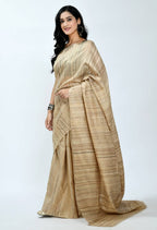 Mominos Fashion Moeza Pure Ghichcha Silk Tussar Golden Color Saree