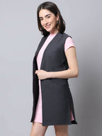 Even Apparels Grey Polywool Open Front Women's Long Coat - Distacart