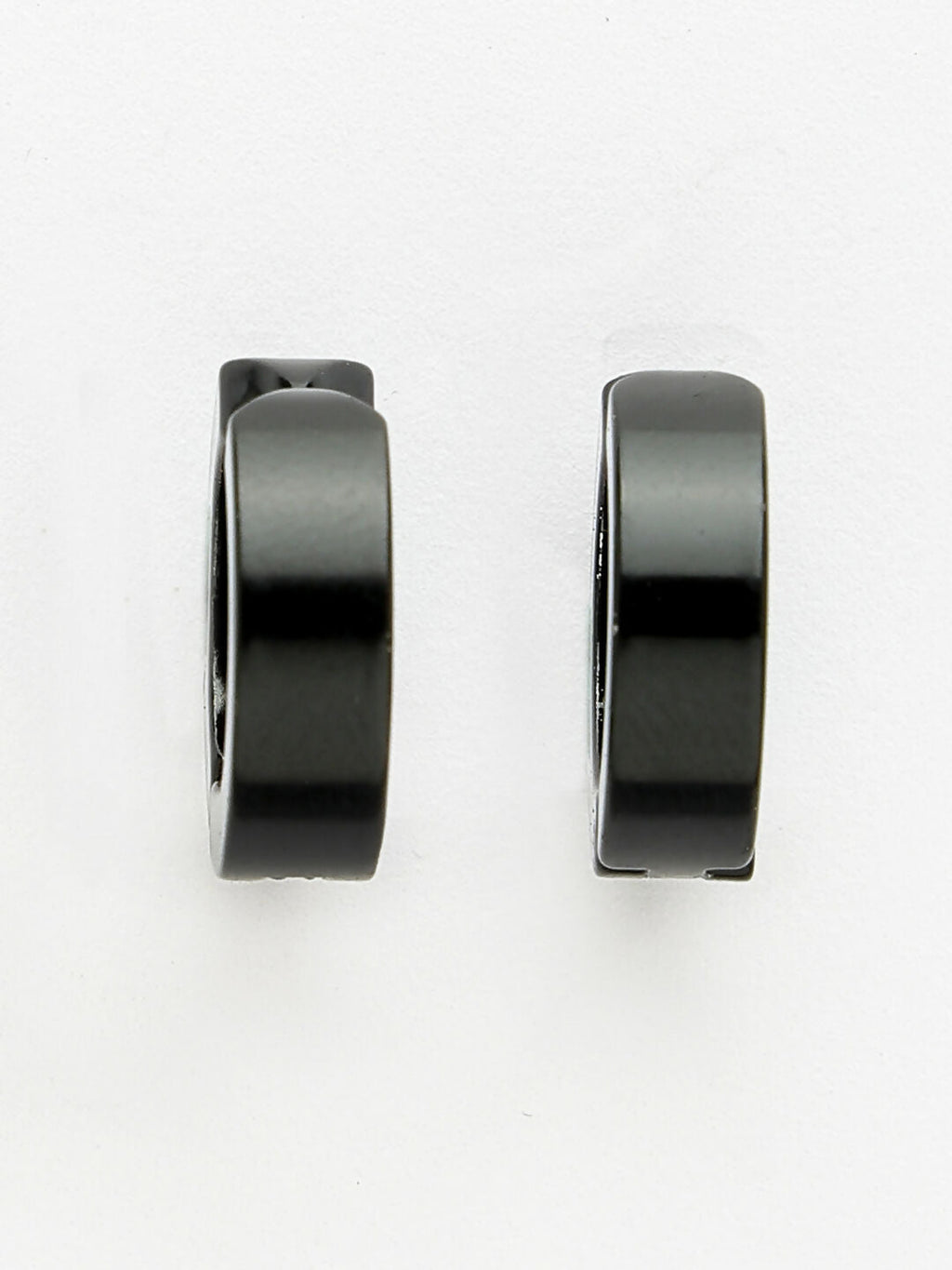 NVR Men's Black Rhodium-Plated Stainless Steel Hoop Earrings - Distacart